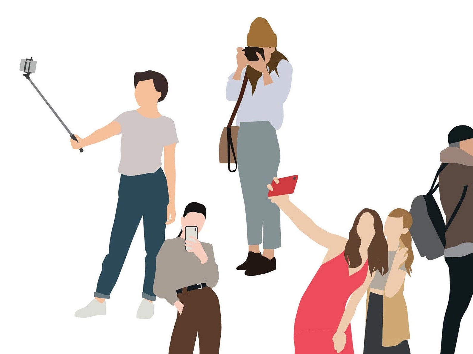 Flat Vector People Pack [selfie Wefie Camera Photographer] - Clipart AI ...