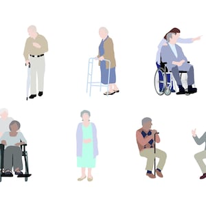 Flat Vector People Pack [Elderly] - Clipart AI EPS PNG Human Person Seniors Old Folks Man Woman Illustration Cutout Visualization
