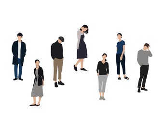 Flat Vector People Pack [Office Modern/Student/Fashion/Minimalist]  - Clipart AI EPS PNG Human Person Man Woman Illustration Stock Cutout