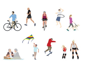 Flat Vector People Pack [Family Outdoor/ Park]  - Clipart AI EPS PNG Human Person Man Woman Child Kid Playing Sports Illustration Cutout