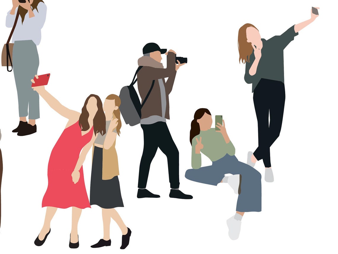 Flat Vector People Pack [selfie Wefie Camera Photographer] - Clipart AI ...