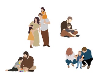 Flat Vector People Pack [Family Indoor] - Clipart AI EPS PNG Human Person Man Woman Children Illustration Cutout for Visualization