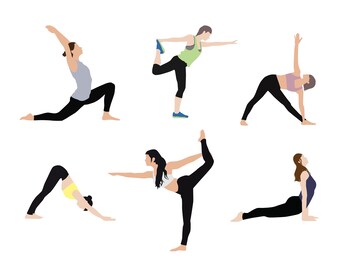 Flat Vector People Pack [Yoga Exercise] - Clipart AI EPS PNG Human Person Woman Illustration Cutout Visualization