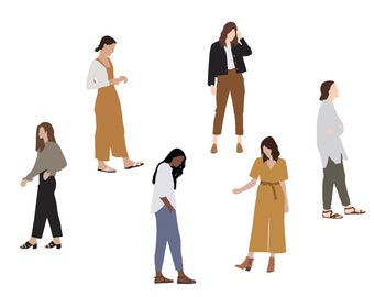 Flat Vector People Pack [Modern Women] - Clipart AI EPS PNG Human Person Man Woman Illustration Cutout for Visualization