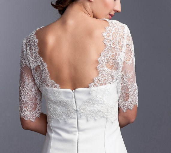 Bridal Lace Jacket Wedding Bolero With 3 4 Sleeves Lace Etsy