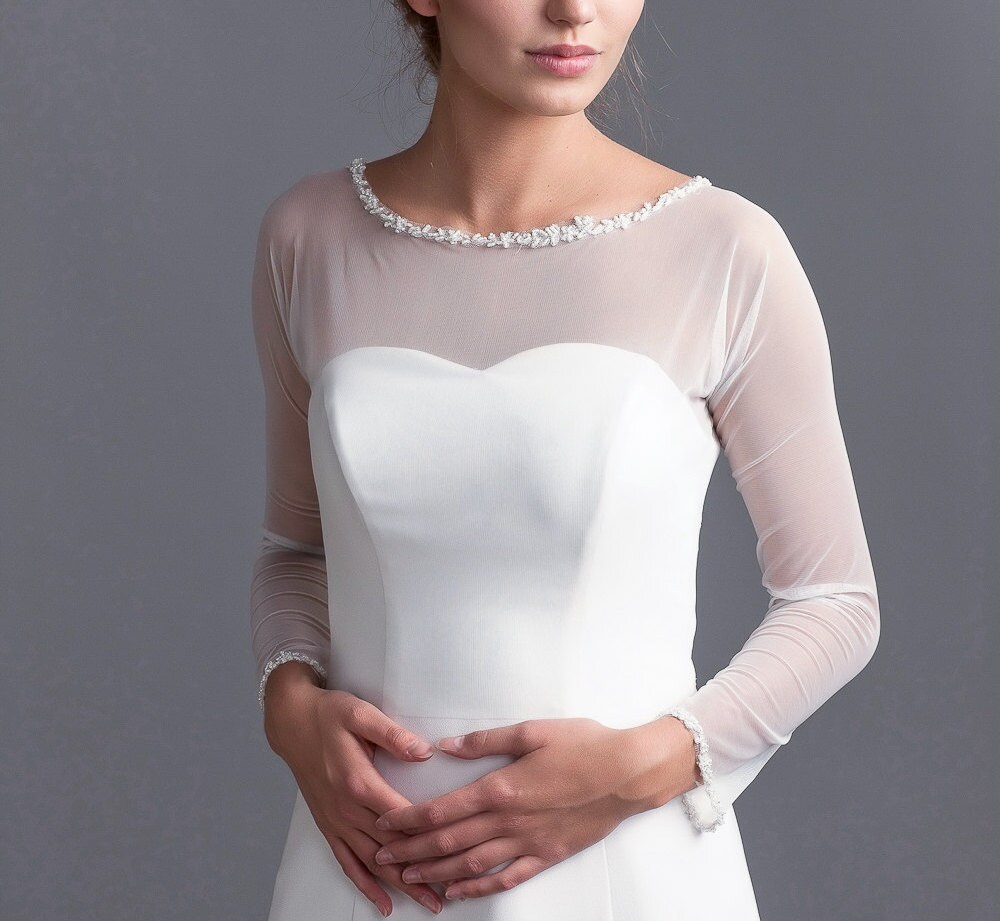 Delicate simple tulle bolero Long sleeve tulle bolero Bridal Etsy