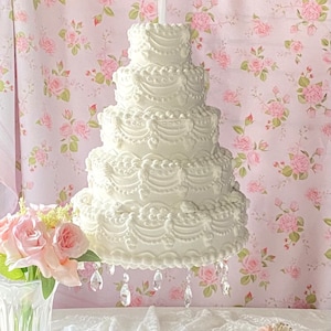 Hanging fake cake, faux wedding cake, 5 tiered white faux cake, 12 inch cake