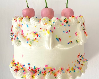 White fake cake, cake wall hanging, cake wall decorations, 6 inch