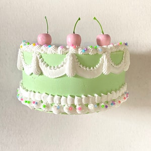 Green fake cake, cake wall hanging, green and white fake cake , 8 inch faux cake