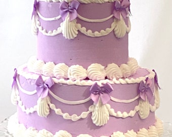 Purple fake cake, lavender 6 inch cake, two tiered fake cake