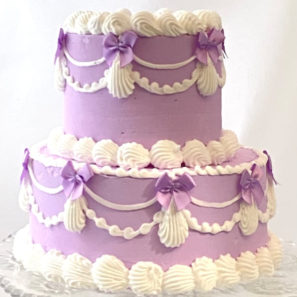 Purple fake cake, lavender 6 inch cake, two tiered fake cake