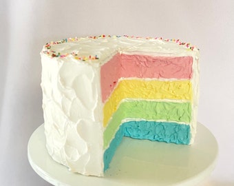 Rainbow Fake cake for display or photographers, white with sprinkles, 6&quot; dummy cake, photo prop