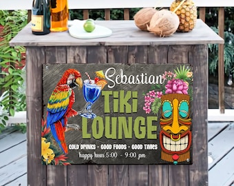 Cold Drinks Good Foods Good Times Tiki Lounge Beach Decor, Retro Style Printed Metal Sign, Best for Bars, Backyard, Pools, Patio,Restaurants