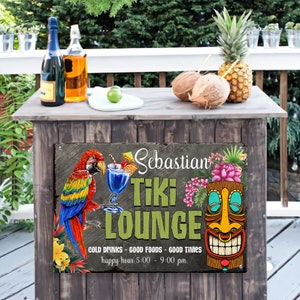 Cold Drinks Good Foods Good Times Tiki Lounge Beach Decor, Retro Style Printed Metal Sign, Best for Bars, Backyard, Pools, Patio,Restaurants