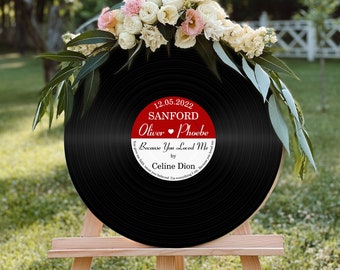 Personalized Wedding Guest Book Alternative - Custom Record Guestbook Vinyl with Family Name & Title Song, Modern Wedding Decorations