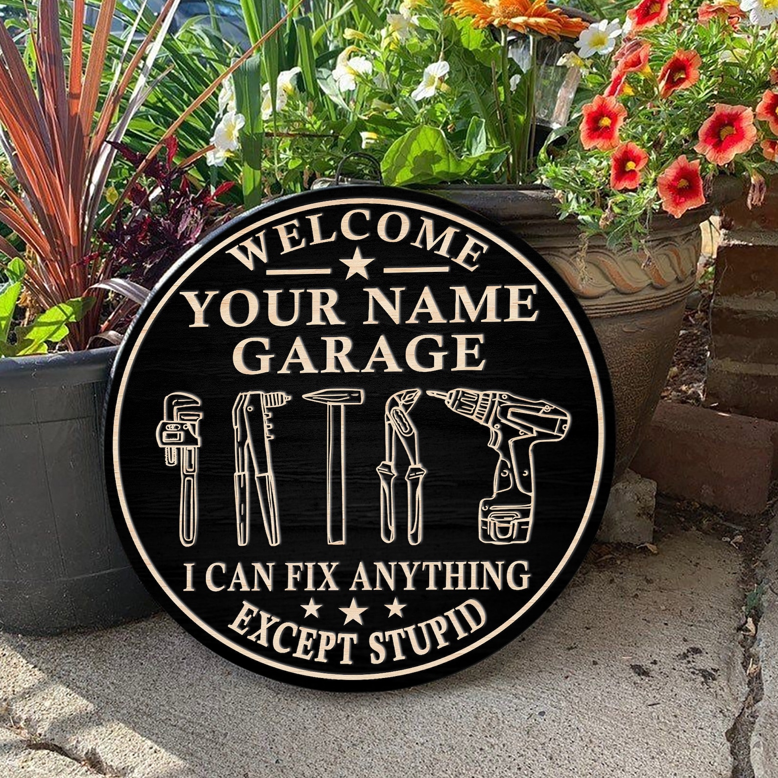 Customized Garage Name Wood Sign Indoor/outdoor Funny Etsy