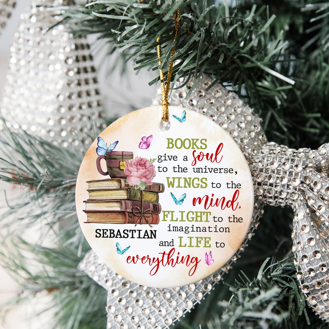 Personalized Book Christmas Ornament, Book Lover Ornament, Reading Book ...