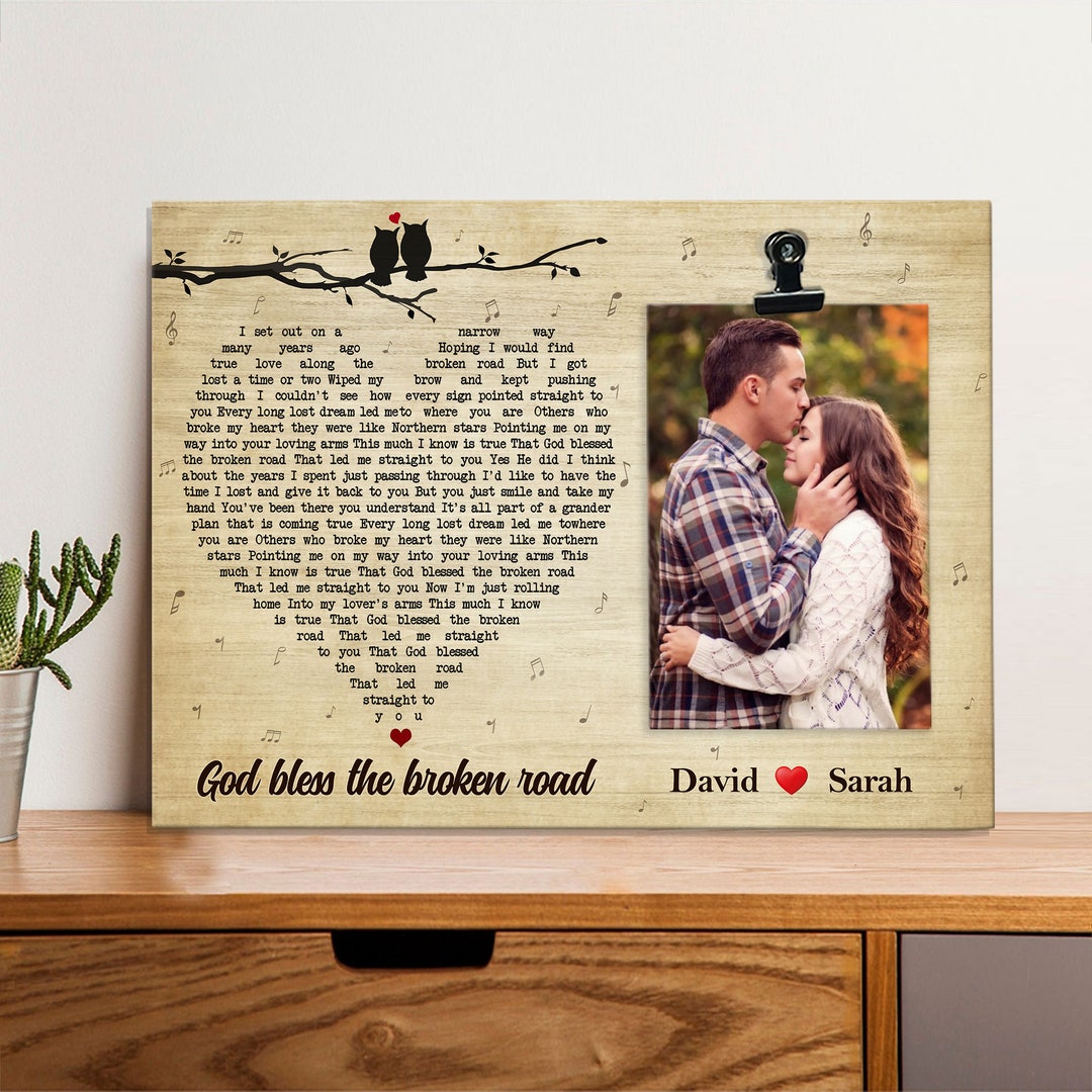 Personalized Anniversary Wooden Photo Frame W/ Custom Name God Blessed ...