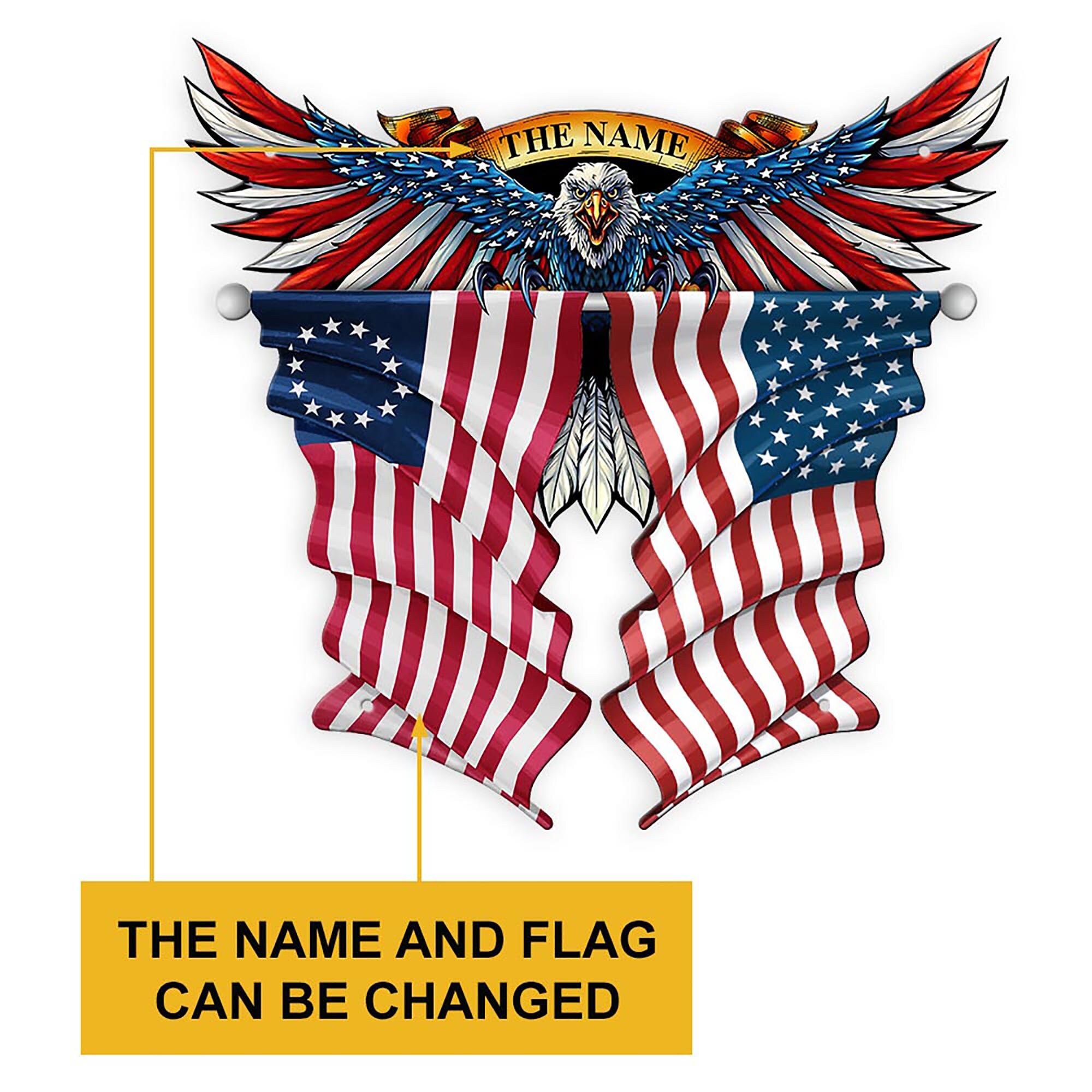 Personalized American Flag Metal Sign Custom Name Family Etsy UK