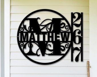 Personalized Number Metal Sign for Modern House. Custom Family Address Name Plaques for Gate. Home. Outdoor. Backyard Patio
