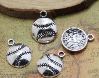 GC280 10 Baseball Charms Antique Gold Tone