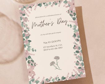 Floral Mother's Day Invitation | Editable Canva Template | (digital download)