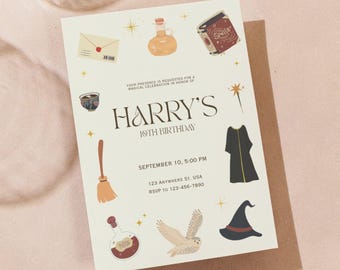 Witch and Wizard Magical Birthday Invitation | Editable & Printable Template | Instant Download