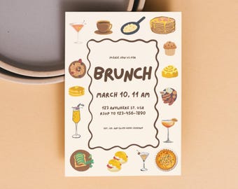 Brunch Invitation | Brunch Party Invite | Editable Canva Template | (digital download)