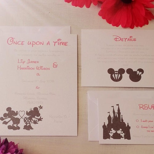 Disney Wedding Invitations Mickey and Minnie Wedding Disney Etsy