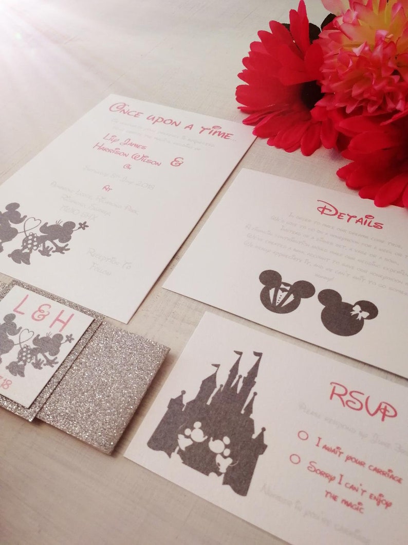 Minnie and Mickey Wedding Invitations Disney Wedding Invites Etsy