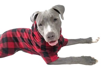Luxury Quality Dog Pajamas For Big Dogs with Anti Pill Basic Fleece Custom Made Full Body Pajamas With Hood Great Pet Dog Holiday Gift