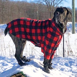 Custom Red Fleece Pajamas For large Dogs, Holiday Gift for Dogs, Christmas Dog Onesie, Winter Coat For Dogs