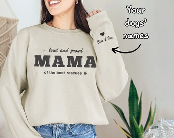 Hundemama-Sweatshirt, Muttertagsgeschenk, individuell besticktes Haustier-Shirt, personalisierter Hundename, Hunde-Erinnerungsgeschenk, Gotcha-Tag, Jahrestag, Adoptionstag