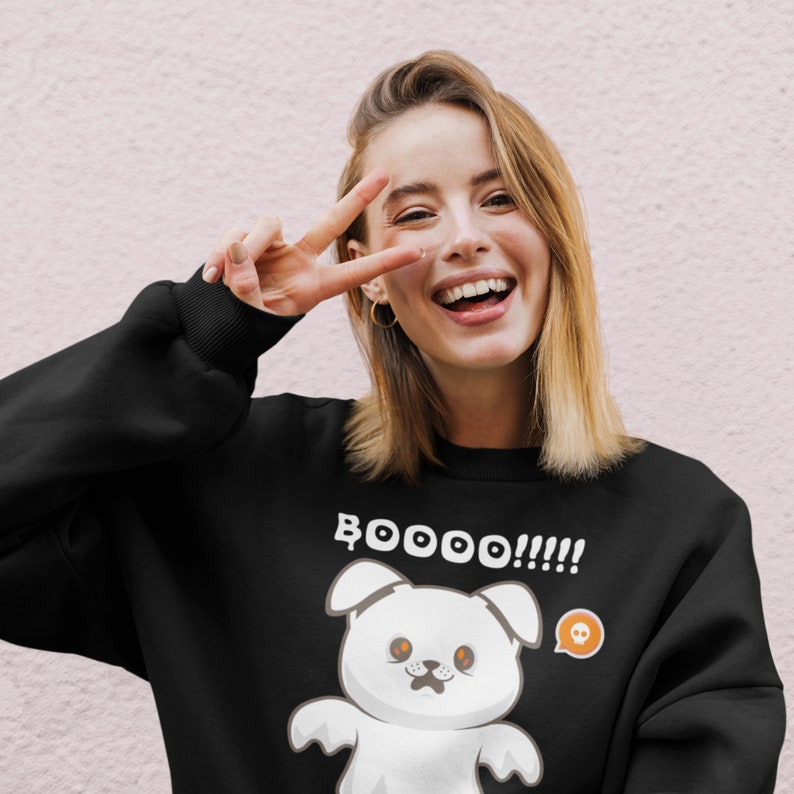 Ghost Big Dog Halloween Sweatshirt Dog Lover Halloween Etsy