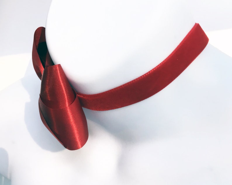 Red Satin Bow and Velvet Choker
