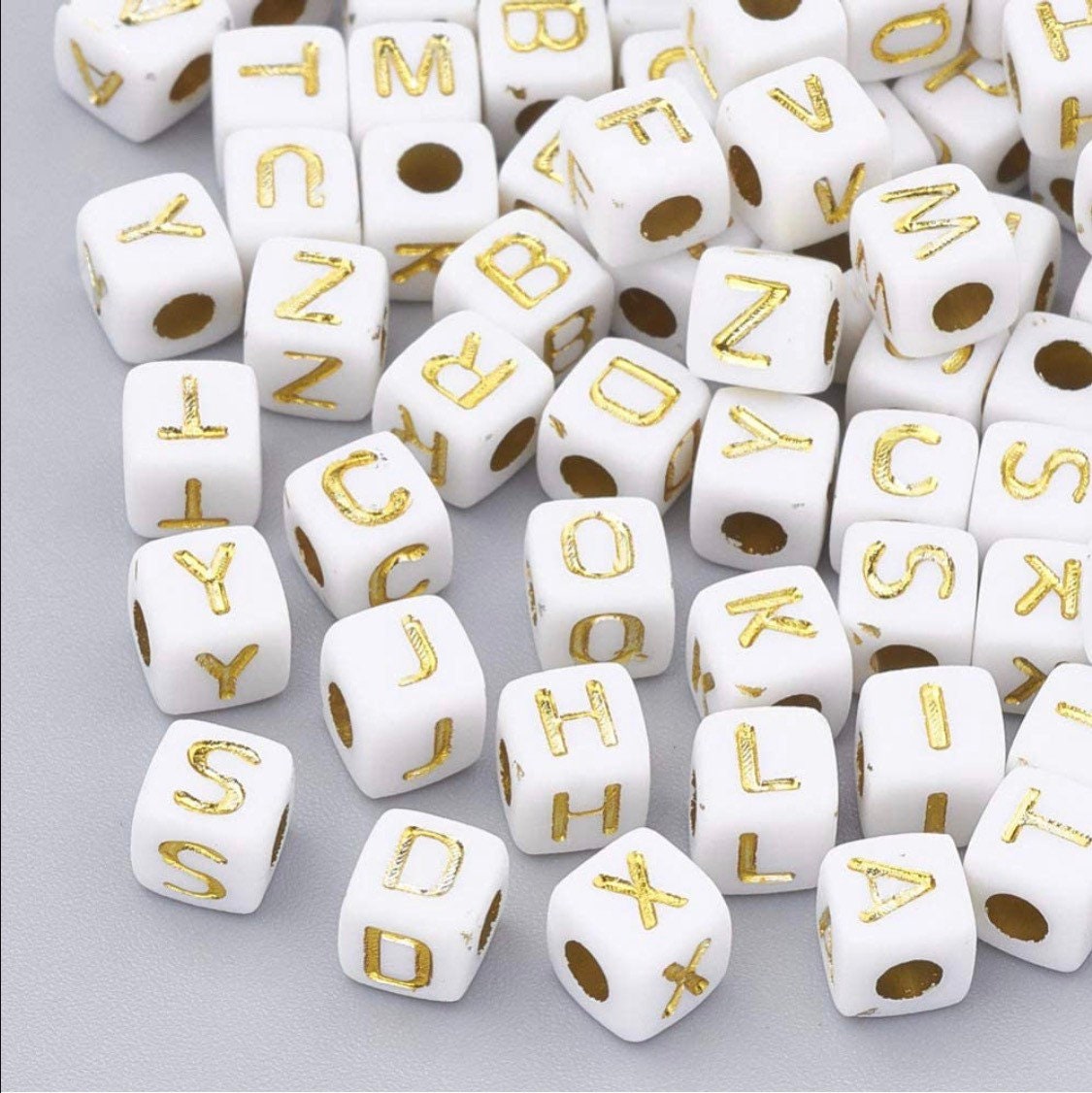 Acrylic SILVER Alphabet Letter Beads, Round Charms 6mm ABC Silver on White Letter  Beads Same Day Dispatch 