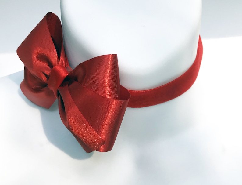 Red Satin Bow and Velvet Choker