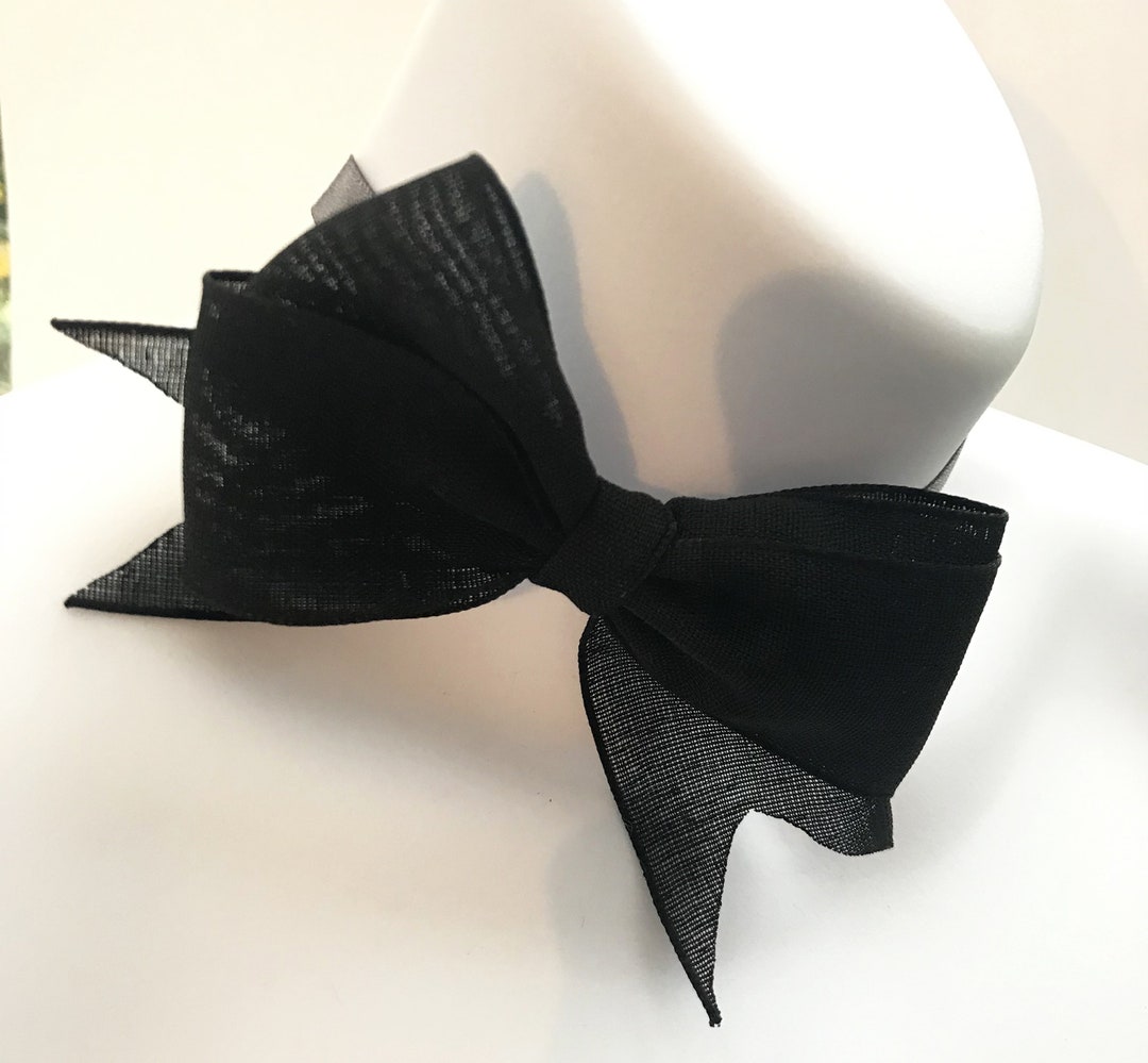 Black and Grey Ribbon Bow Choker Etsy