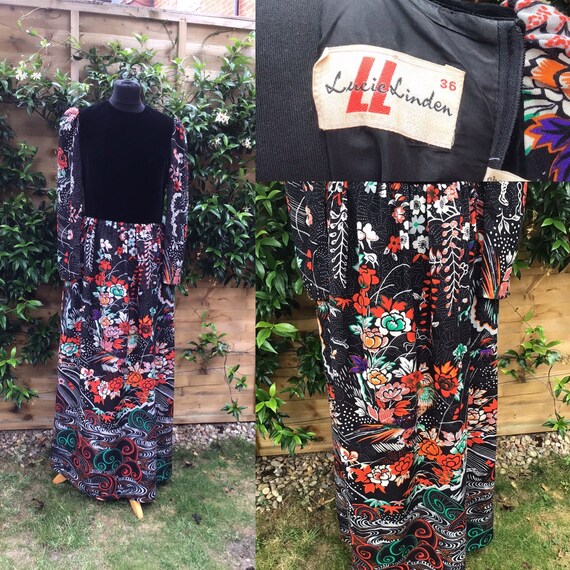 Lucie Linden 1970's Vintage Boho Hippie Maxi Dress