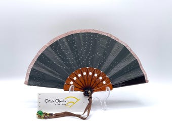 Mini perforated leather fan