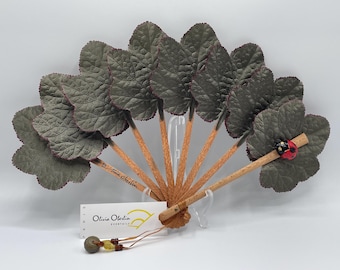 Satin & Ladybug Leaf Fan