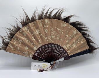 Ventaglio in pelle scamosciata floccata