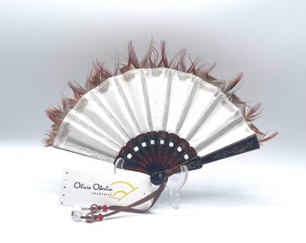 Éventail Taffetas Plumes mini