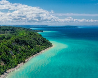 Summer on Lake Michigan | Aerial Fine Art Print | Metal Art | Michigan Photography | Lake Michigan | Great Lakes Art | Aqua Blue | Leelanau