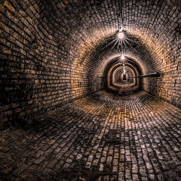 Haunted Tunnel Art | Abandoned Traverse City State Hospital | Underground Urban Exploration Photo | Steam Tunnel Fine Art Print | Dramatic