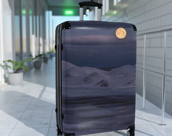 Custom Art Luggage, Moonlight Travel Luggage, Designer Suitcase,  Full Moon Phase, Hard-Shell Matching Luggage Set,  3 Sizes, 360º Spinner