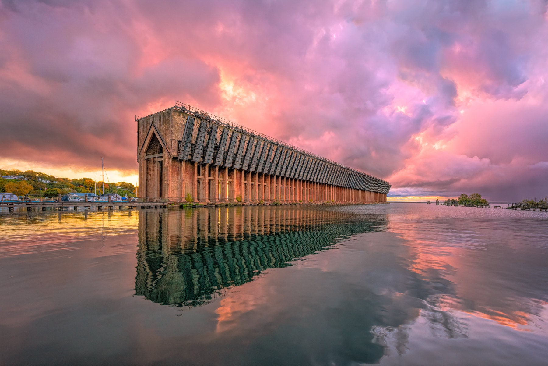 Iron Ore Dock, Upper Peninsula, Marquette Michigan, Fall Color Art, Fall  Foliage Metal Print, UP Print, Sunrise Print, Industrial Art