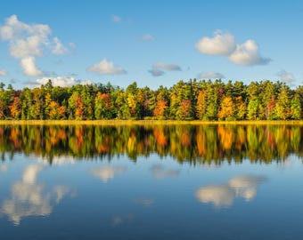 Kehl Lake Fall Reflections Print, Michigan Metal Art