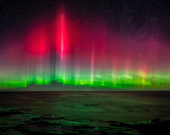 Aurora Borealis Fine Art Print or Metal, Porcupine Mountains Night Sky Photography