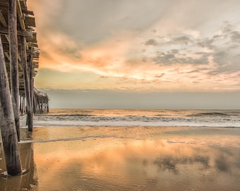 Avon Pier Sonnenaufgang Kunst, Outer Banks Metalldruck, OBX Pier Druck, Morgen Ozean Foto, Pier Wandkunst, Atlantik, North Carolina